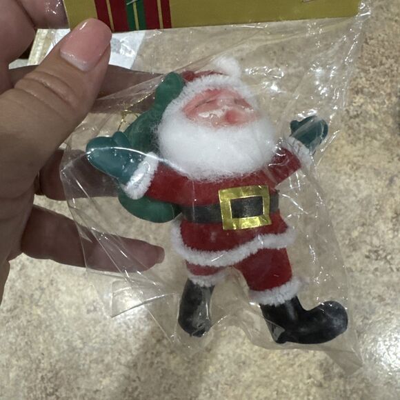 Vintage  Flocked Santa NOS Classic Trims Ornament - Picture 3 of 7